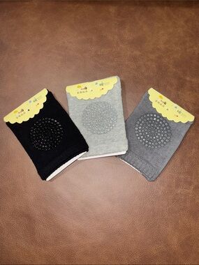 NEW! Non-Slip Baby Knee Pads - 3-Pack Black, Light Gray, Gray